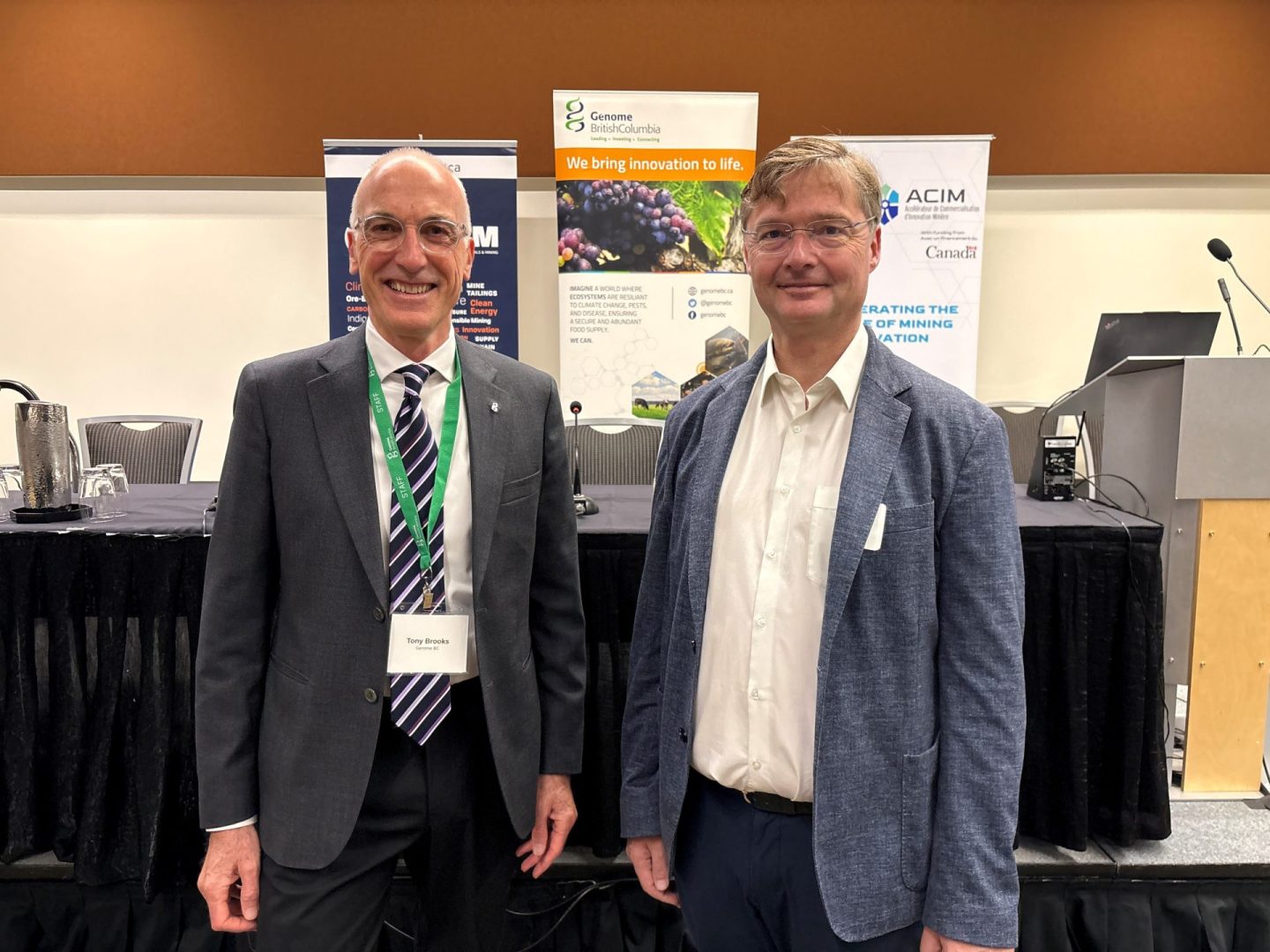 Genome BC Interim President and CEO, Tony Brooks, and UBC BRIMM DIrector, John Steen